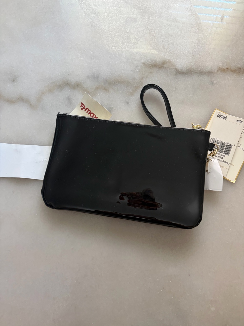 Adrienne Vittadini Black Patent Charging Wristlet - Picture 3 of 10